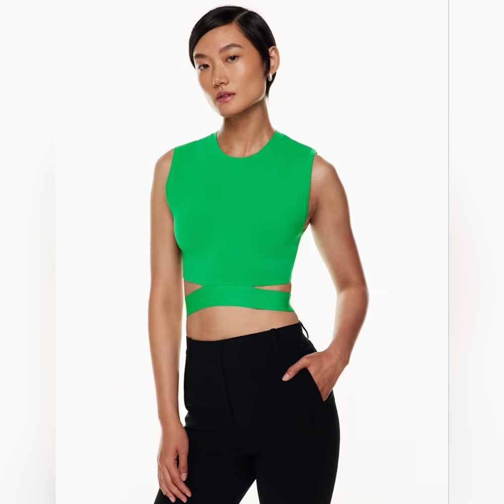 Aritzia Ten By Babaton Green Cutout Cropped Top
